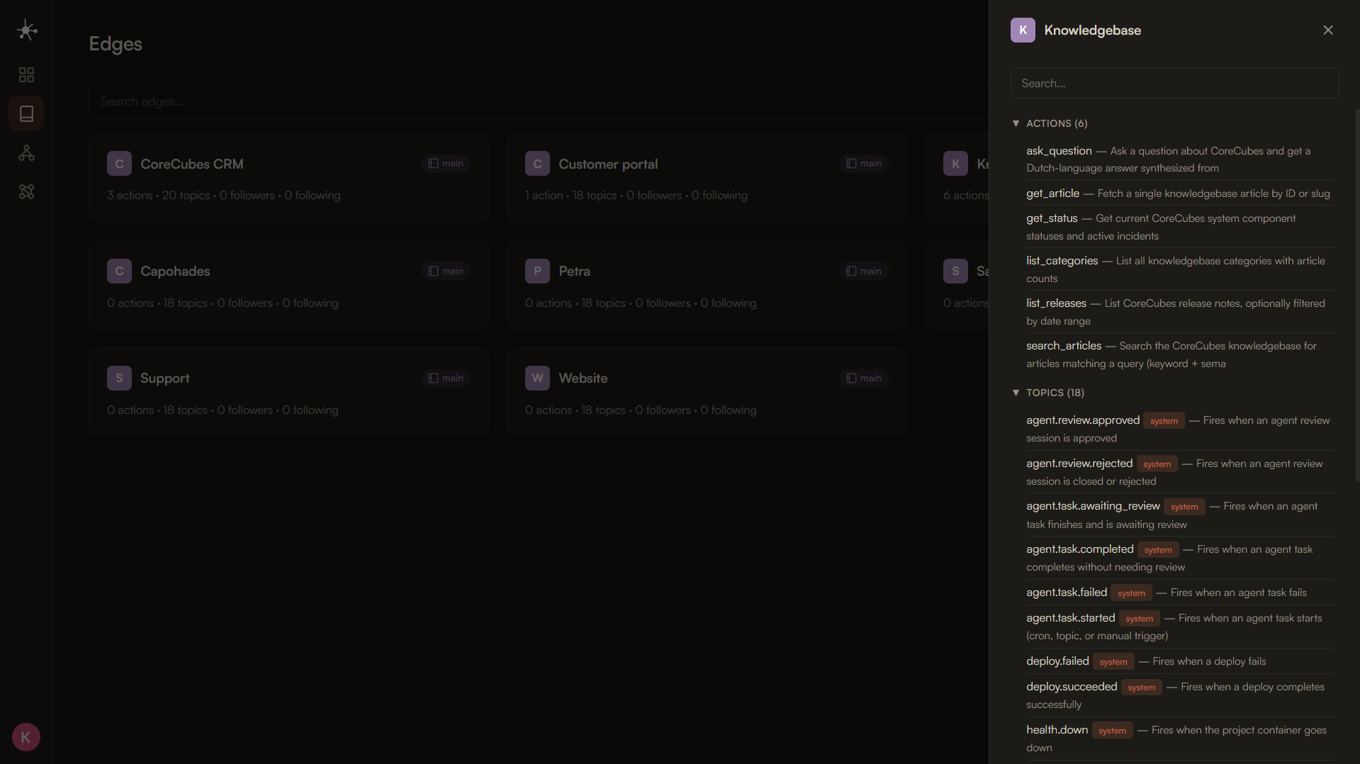 Nodge showing apps and agents connected on one platform